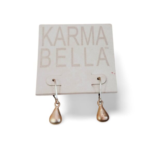 Demure Karma Bella Drop Silver Tone Teardrop Pear Charm 1" Dangle Earrings JW152 - Picture 2 of 5
